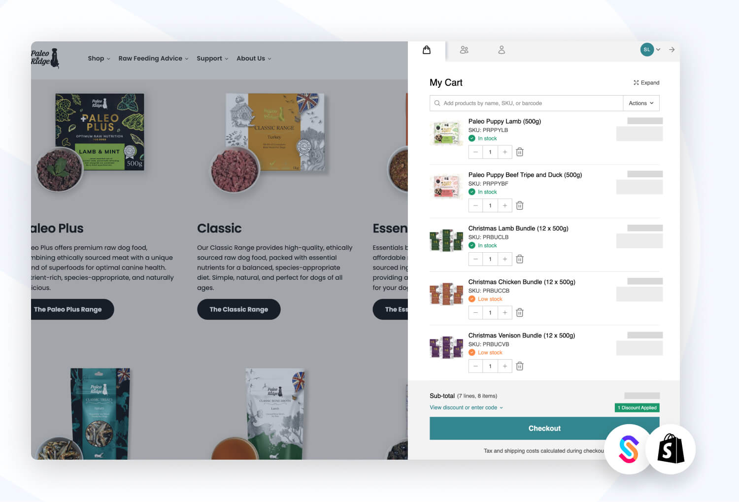 Screenshot of Paleo Ridge's website on SparkLayer