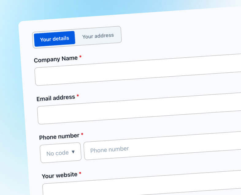 B2B registration forms